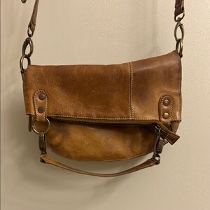 Bed Stu Brown Leather Crossbody Bag with Distressed Finish